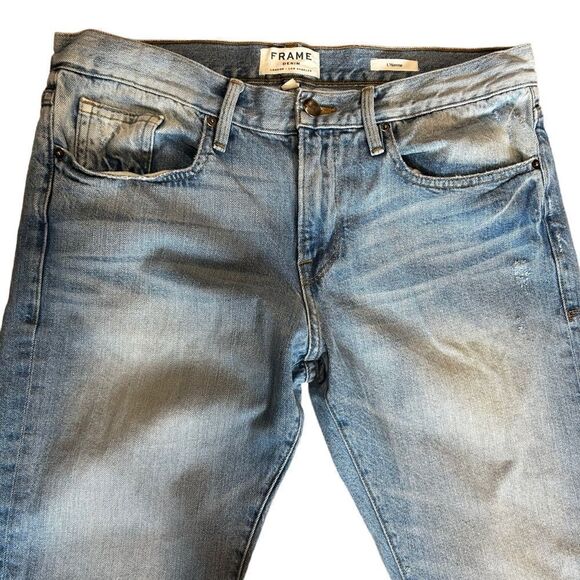 Frame Denim L'Homme Straight Leg Jeans in RINCON Light Blue Wash - Picture 6 of 9